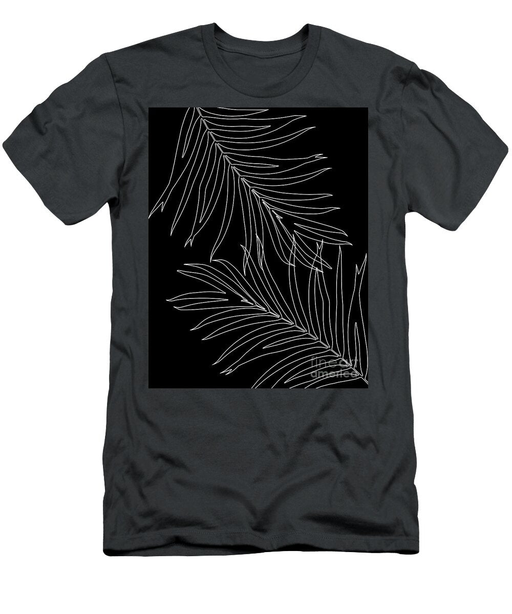Minimal Palm Leaves Finesse Line Art 2 Minimal Decor Art Anitas and Bellas Art T-Shirt