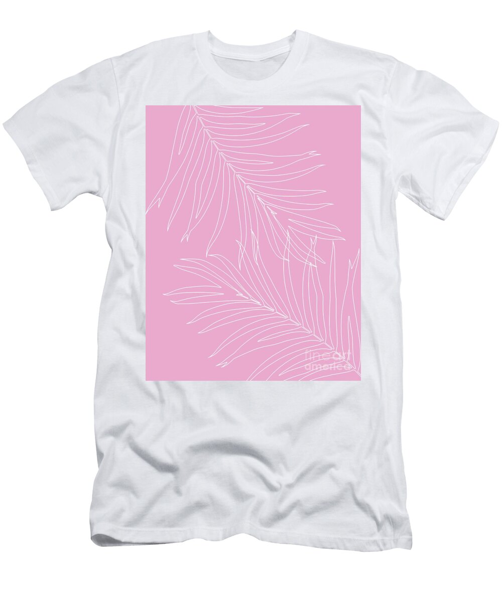 Minimal Palm Leaves Finesse Line Art 3 Minimal Decor Art Anitas and Bellas Art T-Shirt