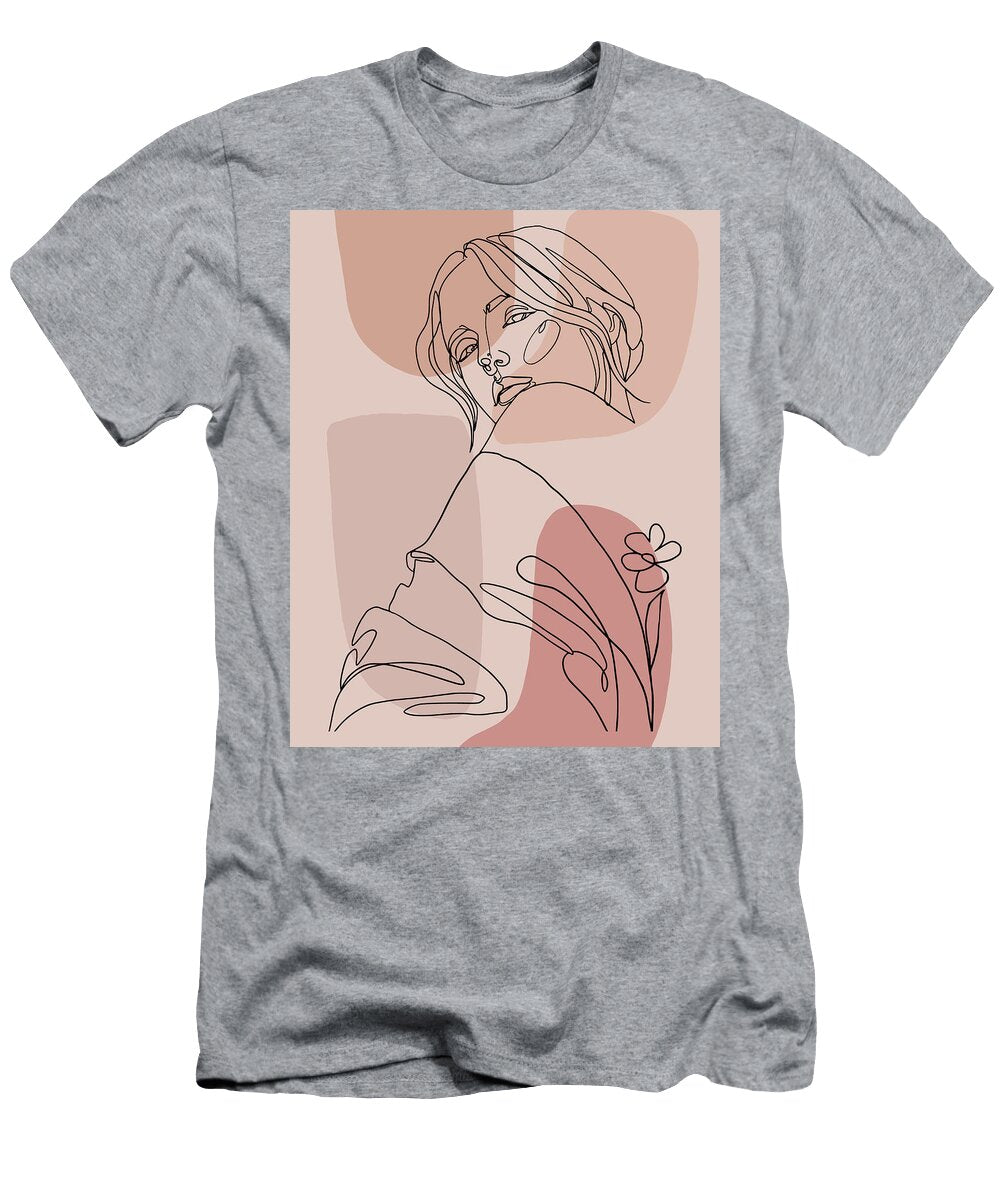 Minimalist Line Art Woman Drawing Fashion Art Print Fashion Line Art Drawing Women Line Art Drawings Mounir Khalfouf T-Shirt