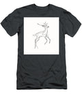 Minimalist One Line Drawing of a Prancing Deer Jodie Tamfa T-Shirt