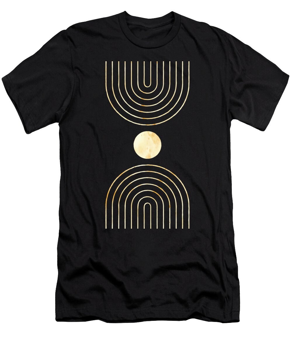 Minimalist Trendy Set of Moon Phases Arch Abstract Sun and Sun Rays Poster No 5 6 Mounir Khalfouf T-Shirt