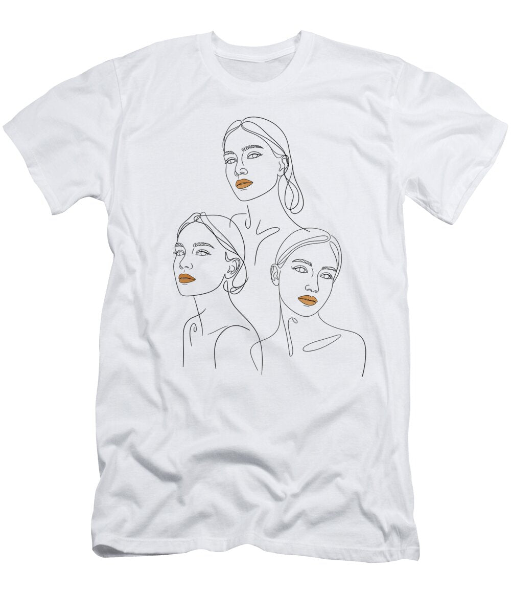 Minimalist Womens Portrait Line Art Trio Mounir Khalfouf T-Shirt