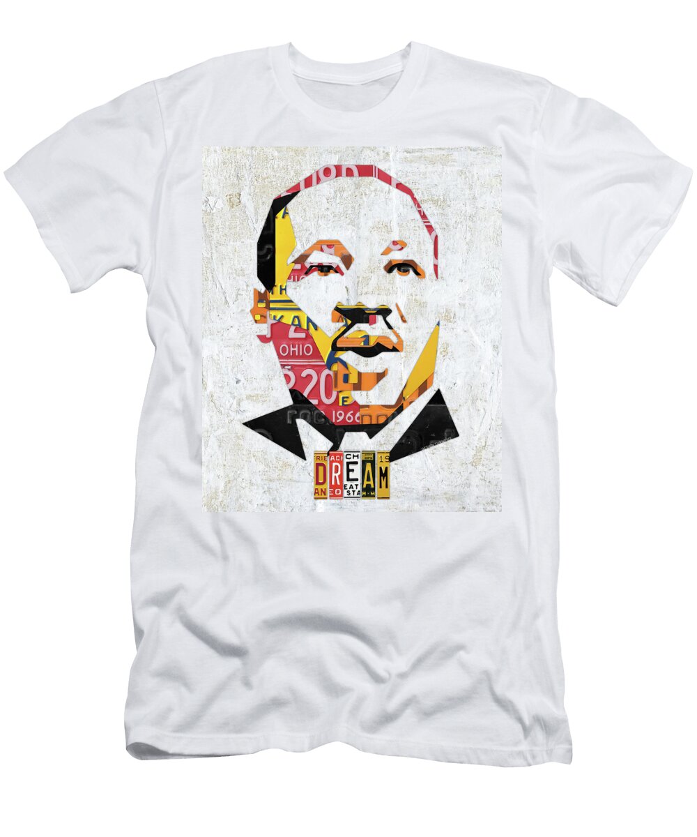 Mlk Dream Portrait in License Plates By Design Turnpike Design Turnpike T-Shirt