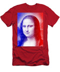 Mona Lisa Blue and Red Halftone Pattern Nicko Prints T-Shirt