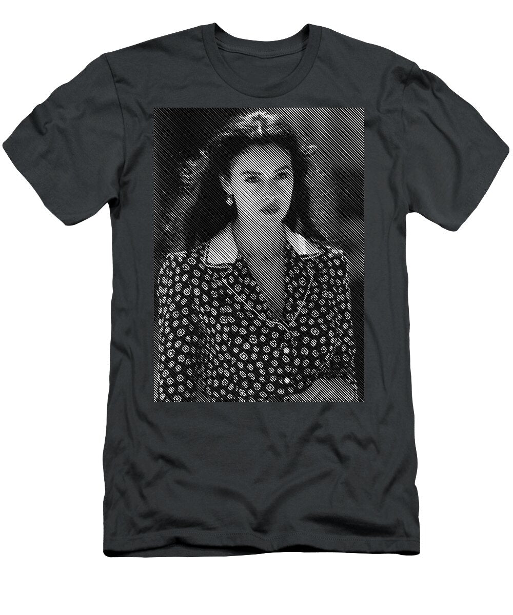 Monochrome Woman in Patterned Dress Malena Travel Poster Art Print T-Shirt