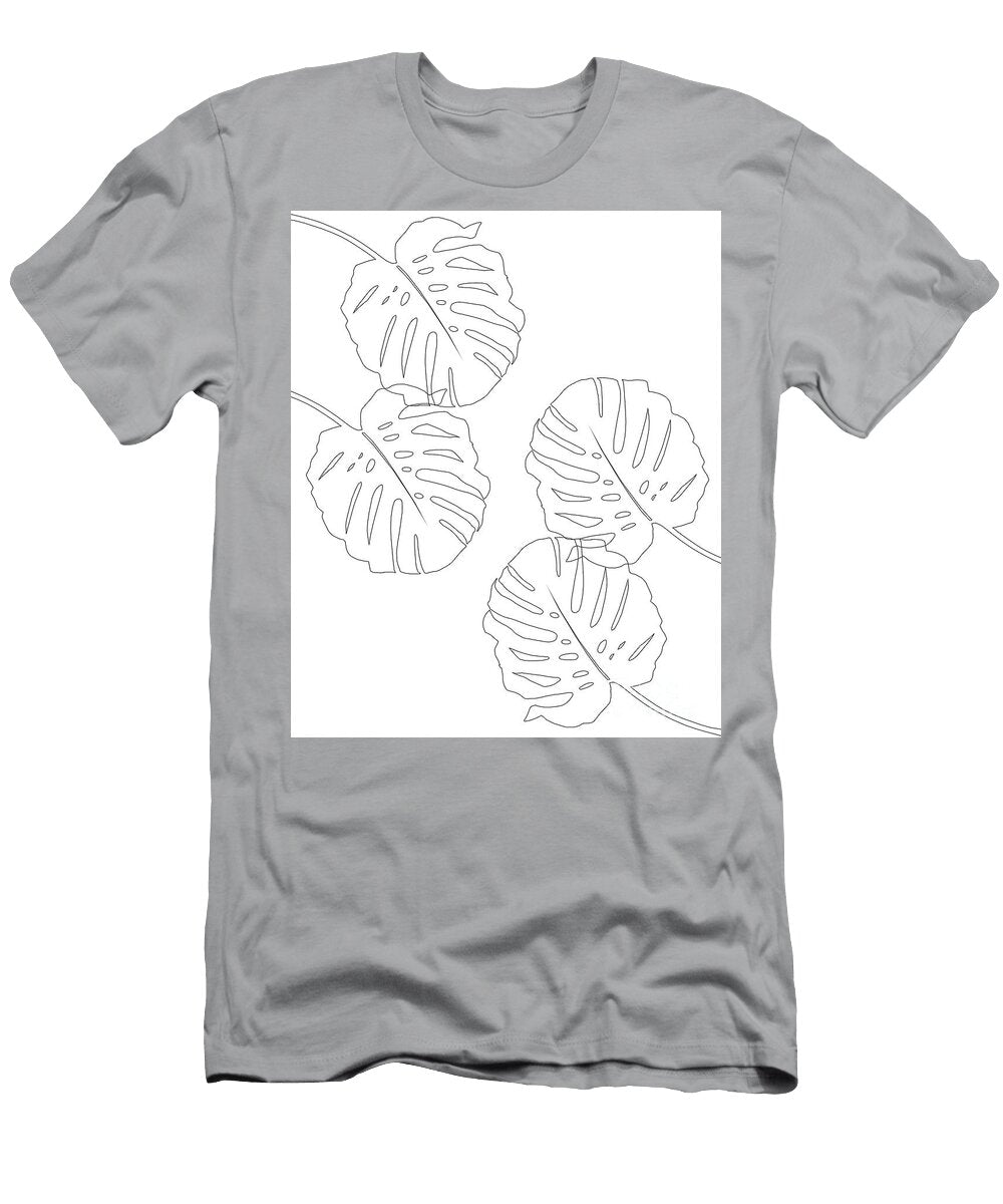 Monstera Leaves Finesse Line Art 2 Minimal Decor Art Anitas and Bellas Art T-Shirt