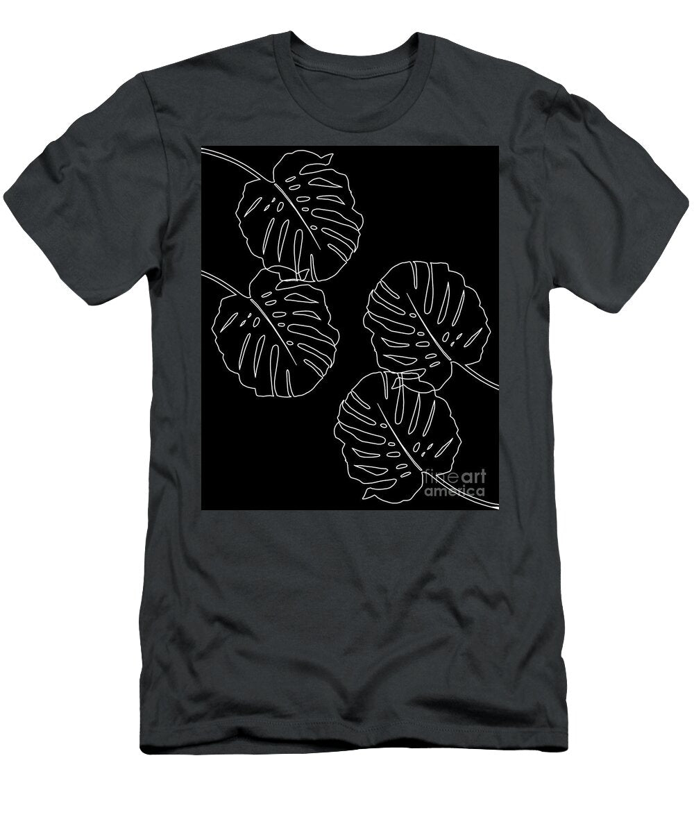 Monstera Leaves Finesse Line Art 3 Minimal Decor Art Anitas and Bellas Art T-Shirt