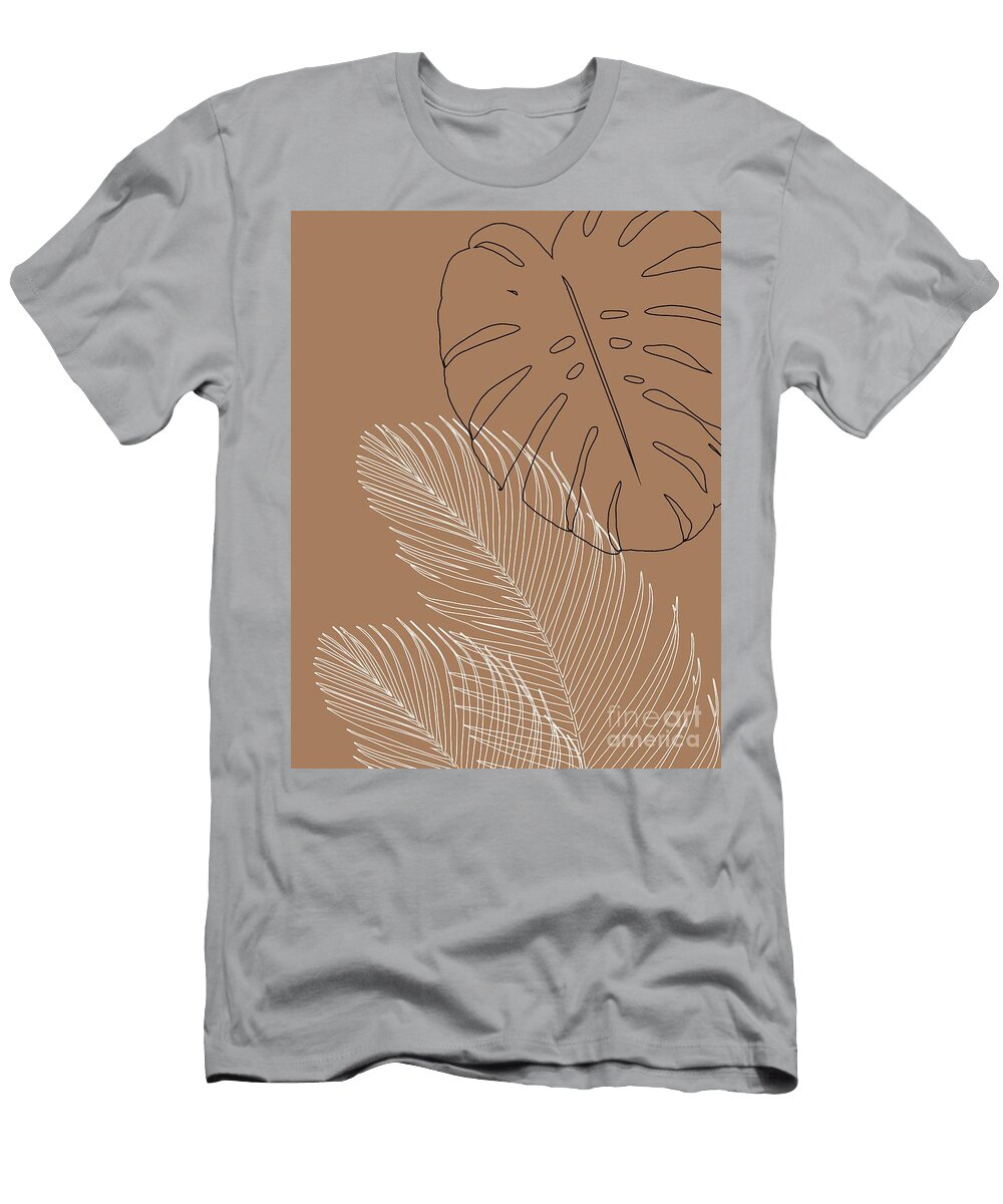 Monstera Palm Leaves Finesse Line Art 1 Tropical Decor Art Anitas and Bellas Art T-Shirt