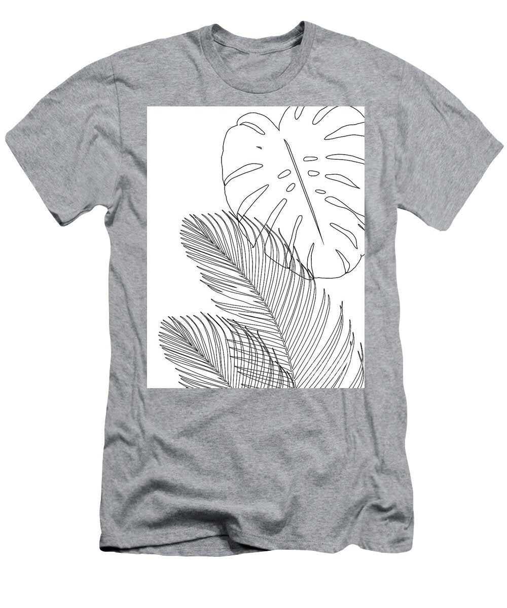 Monstera Palm Leaves Finesse Line Art 2 Tropical Decor Art Anitas and Bellas Art T-Shirt