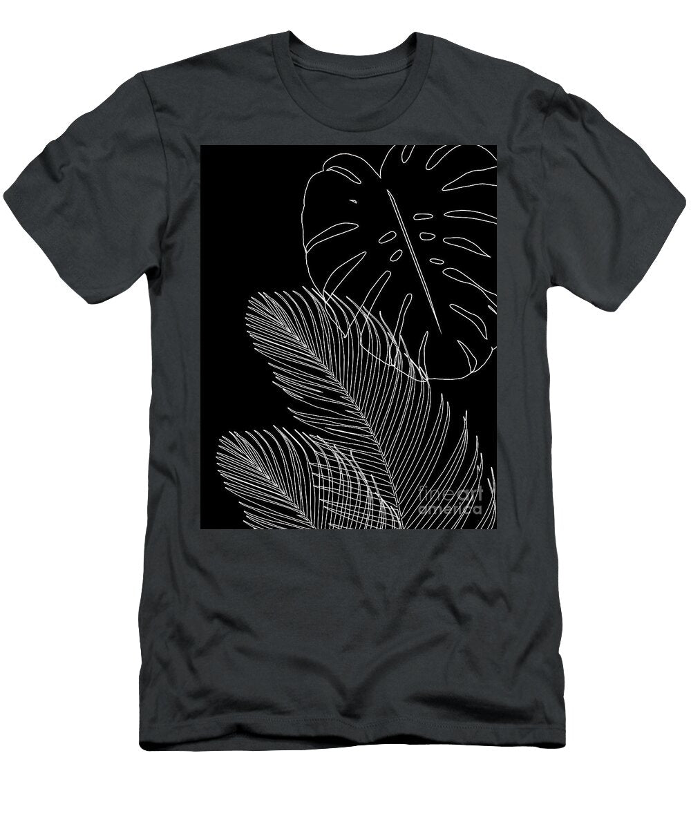 Monstera Palm Leaves Finesse Line Art 4 Tropical Decor Art Anitas and Bellas Art T-Shirt