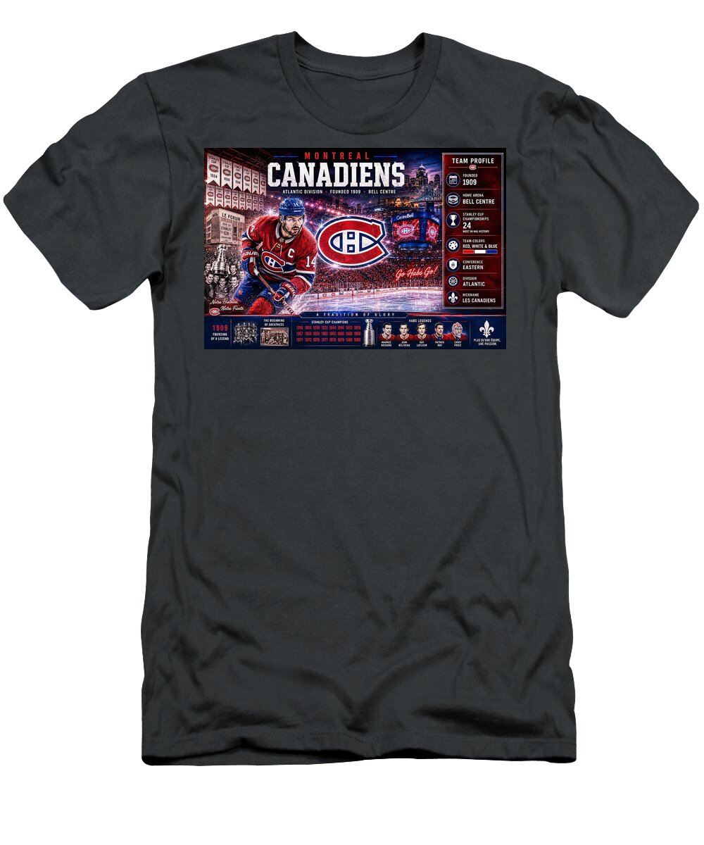 Montreal Canadiens Hockey Collage Kevin Walker and Pixel Reverie T-Shirt