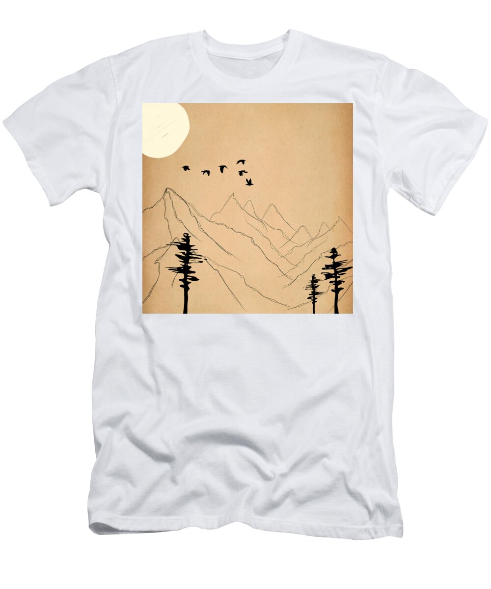 Mountain Minimalist Landscape Hand Drawn Illustration Set No 02 Mounir Khalfouf T-Shirt