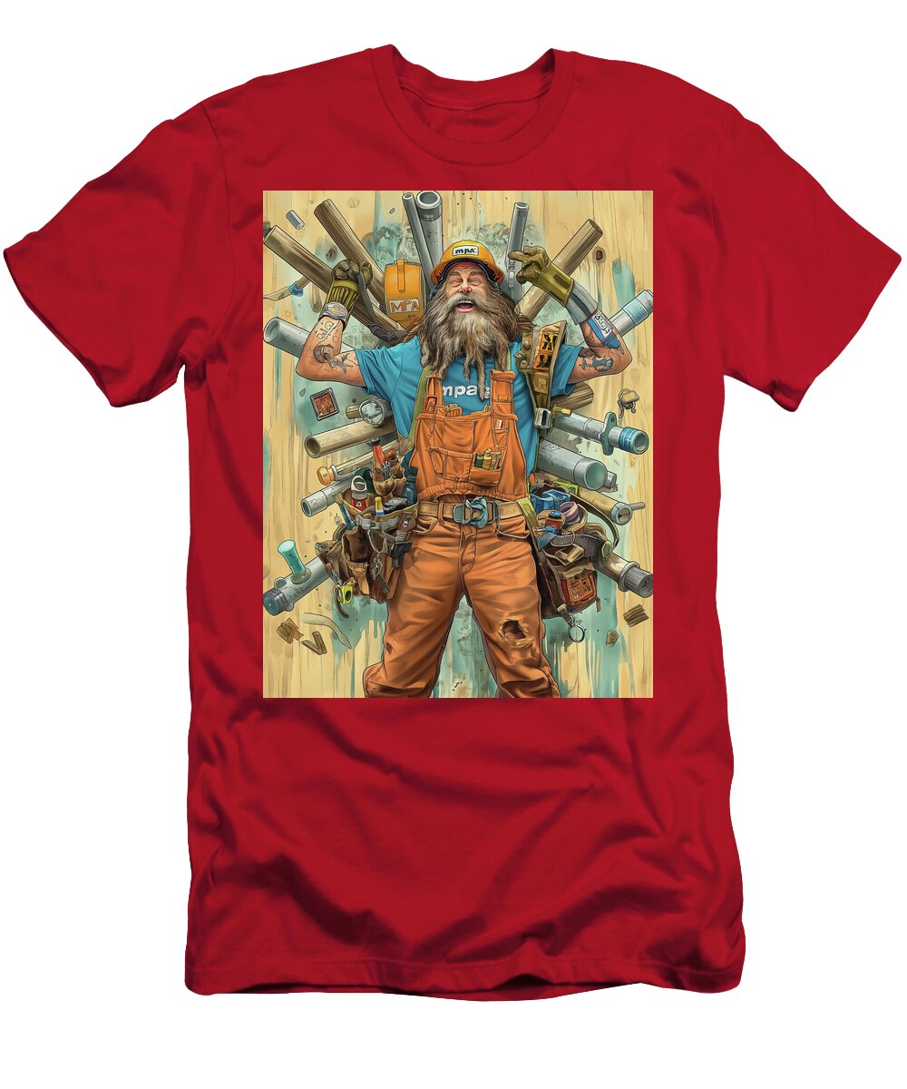 Mpa Carpenter in Hard Hat Comic Book Cover 34 Mad Paperairplanes T-Shirt