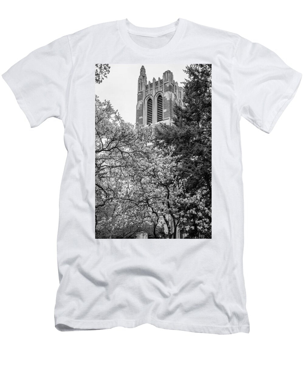 Msu Beaumont Tower Black and White 3 John Mcgraw T-Shirt