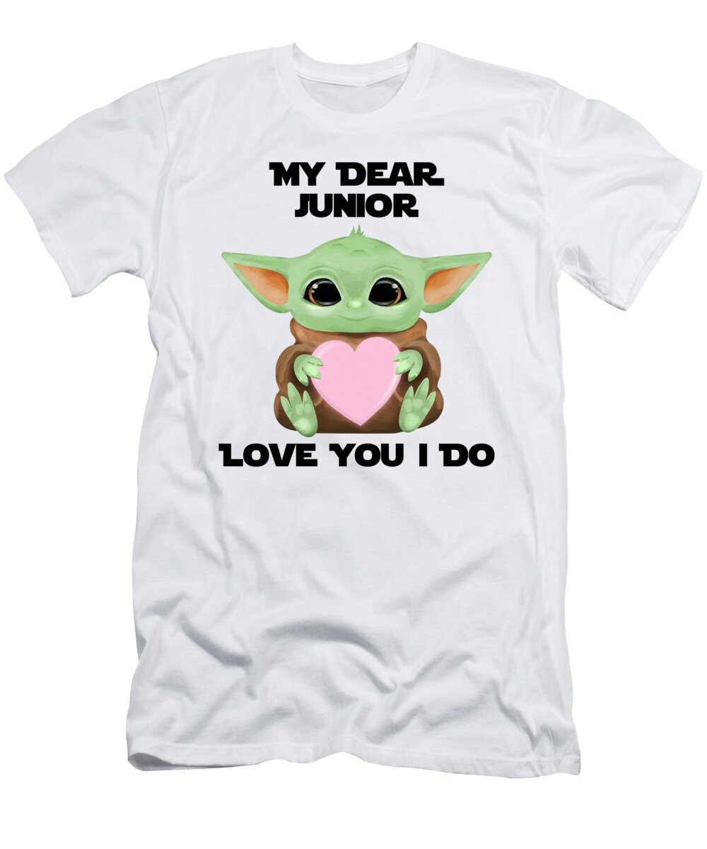 My Dear Junior Love You I Do Cute Baby Alien Sci Fi Movie Lover Valentines Day Heart Funnygiftscreation T-Shirt