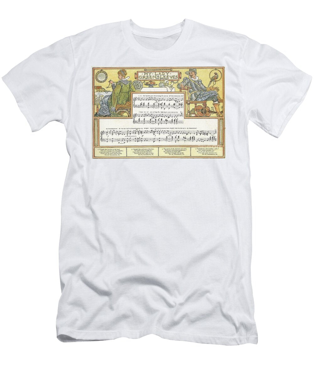 My Lady Greensleeves Song Illustration From Pan Pipes Walter Crane T-Shirt