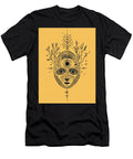 Mystical Face with Floral Celestial Elements on Yellow Backgrou Jonesa Vanes T-Shirt