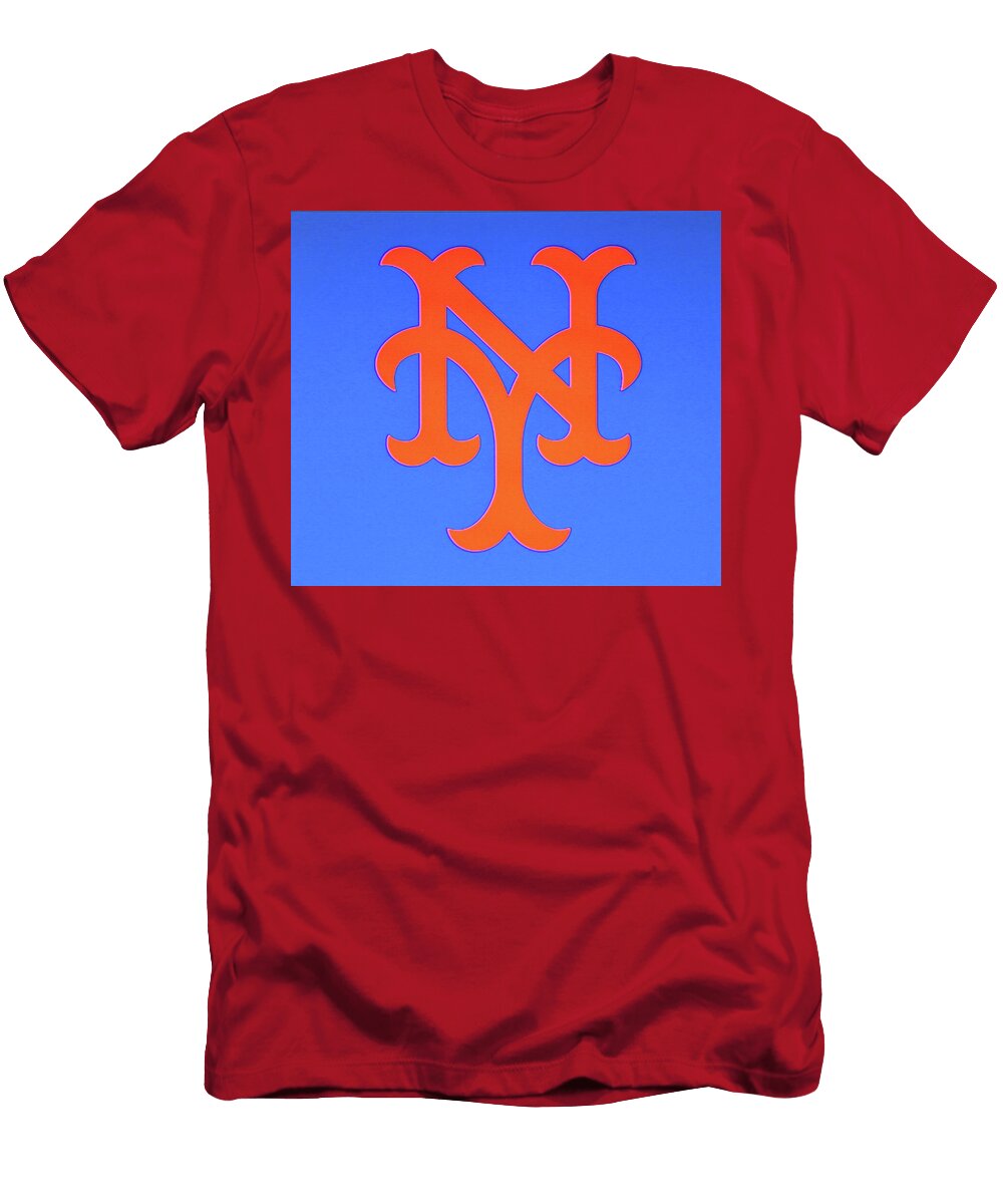 N Y Mets Logo Orange on Blue Allen Beatty T-Shirt