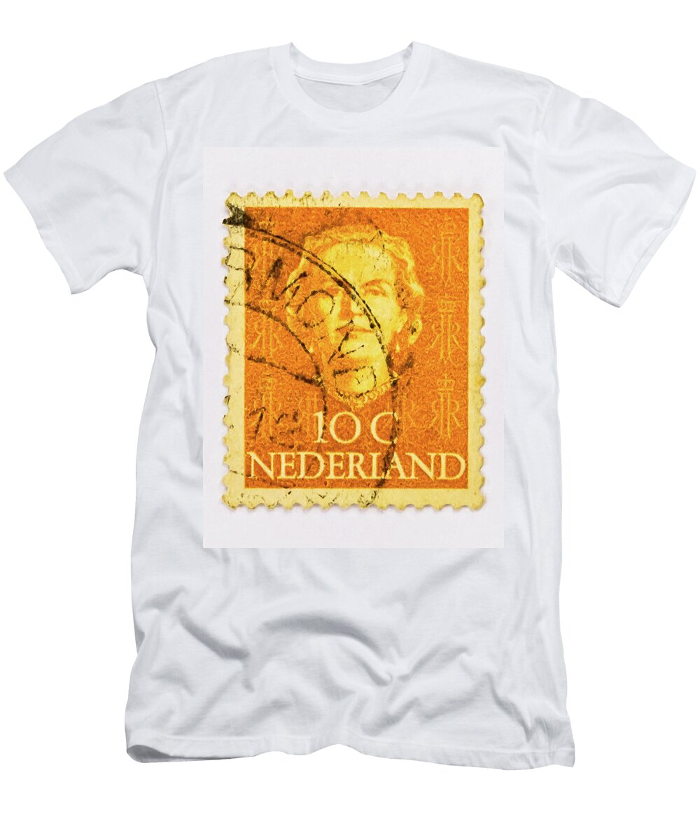 Netherlands Queen Juliana Portrait Orange Monarchy Halftone Engraving Royal Vivida Photo T-Shirt