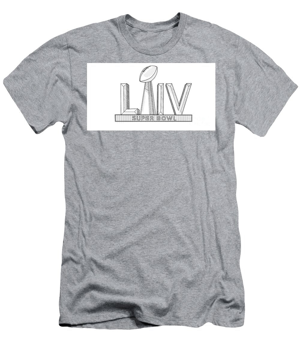 NFL Super Bowl Lv or Super Bowl 55 Logo Line Art Illustration Black and White Aloysius Patrimonio T-Shirt