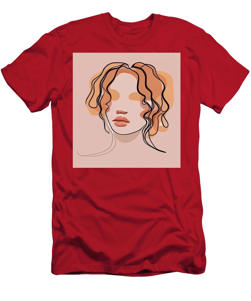 No 03 Hairstyle Woman Minimalist Line Drawing Woman Beauty Abstract Shapes Fashion Design Mounir Khalfouf T-Shirt