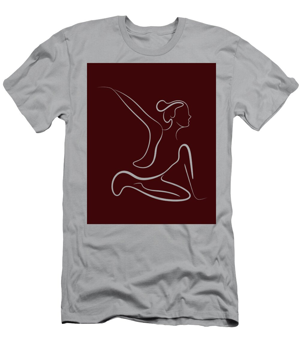 No 04 Minimalist Illustration of Relaxed Women Set Woman Meditation Line Art Sketch Yoga Poses Mounir Khalfouf T-Shirt