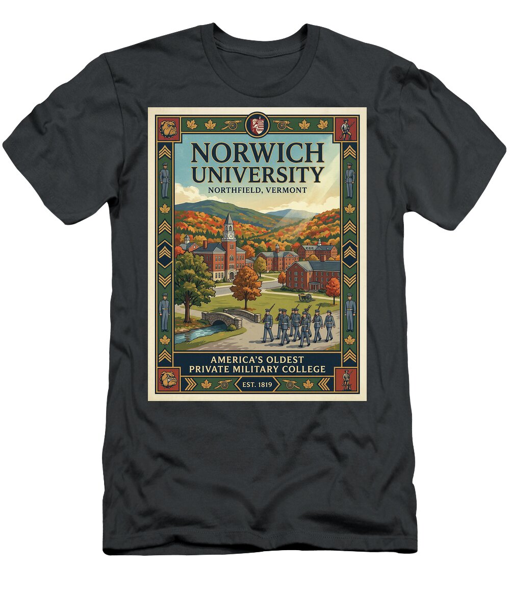 Norwich University Campus in Fall Iconic Vintage Travel Poster Sampadart Gallery T-Shirt