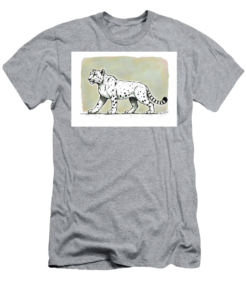 Of a White Leopard with Black Spots Walking in the Wild Wall Art Prints T-Shirt