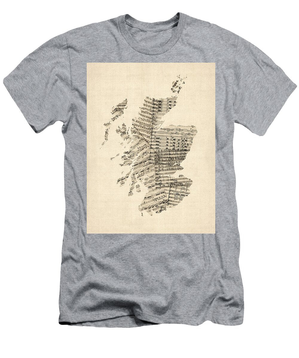 Old Sheet Music Map of Scotland Michael Tompsett T-Shirt