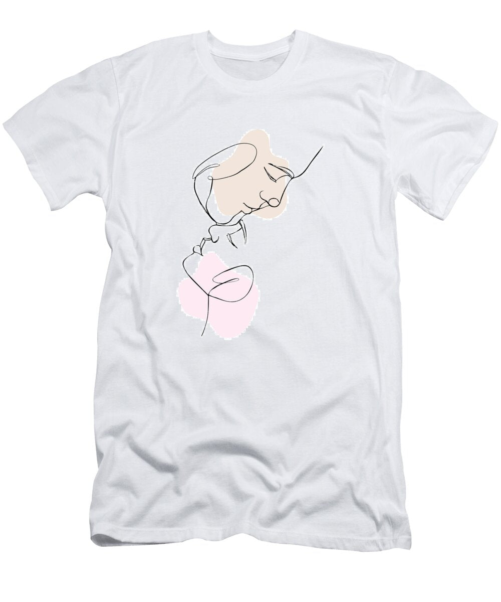One Line Drawing of a Couple Kissing Lalita Devi T-Shirt