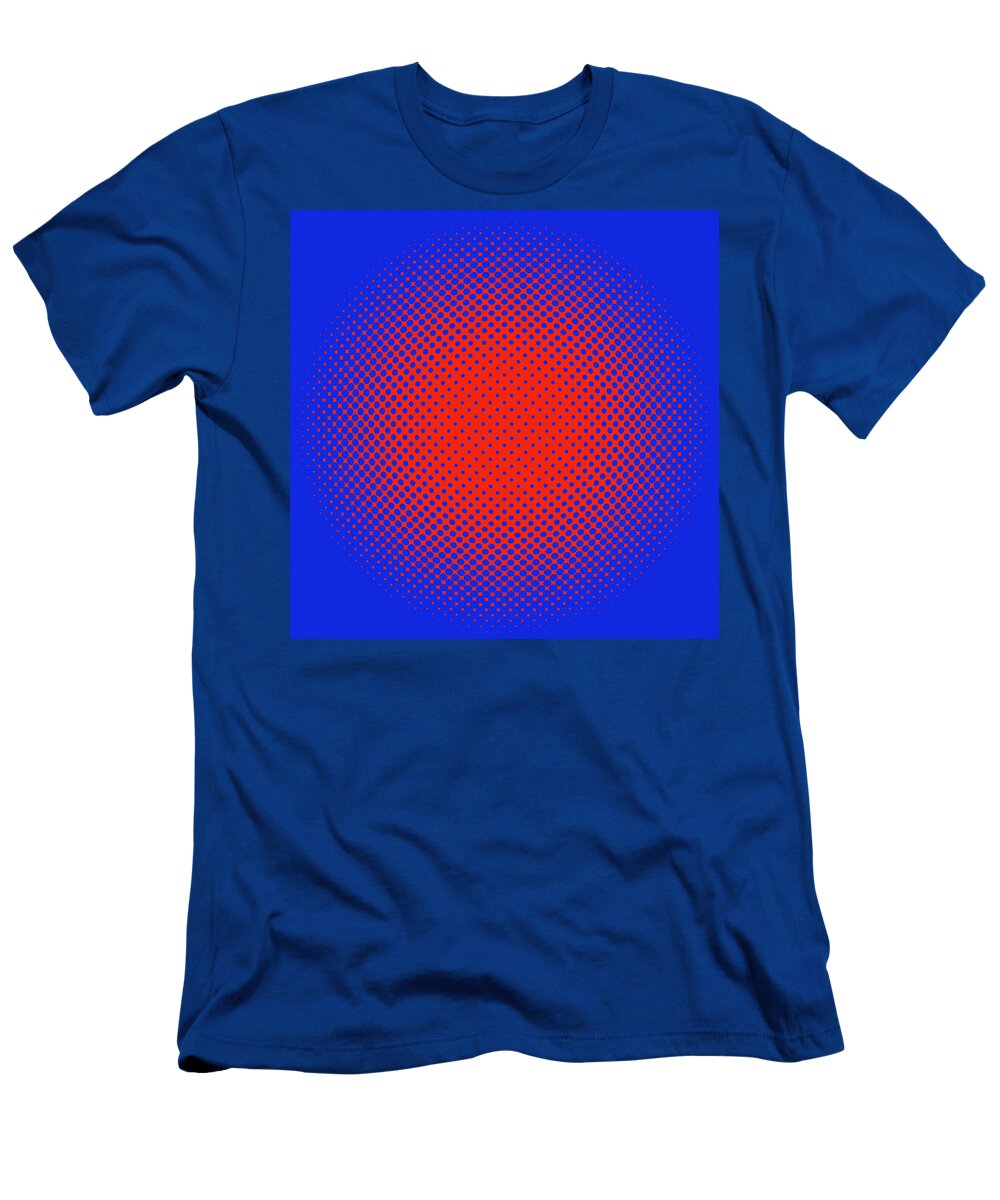 Orange Halftone Dots on Blue Paulette Wright T-Shirt