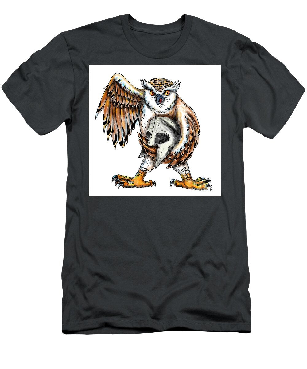 Owl Holding Spartan Helmet Tattoo Aloysius Patrimonio T-Shirt