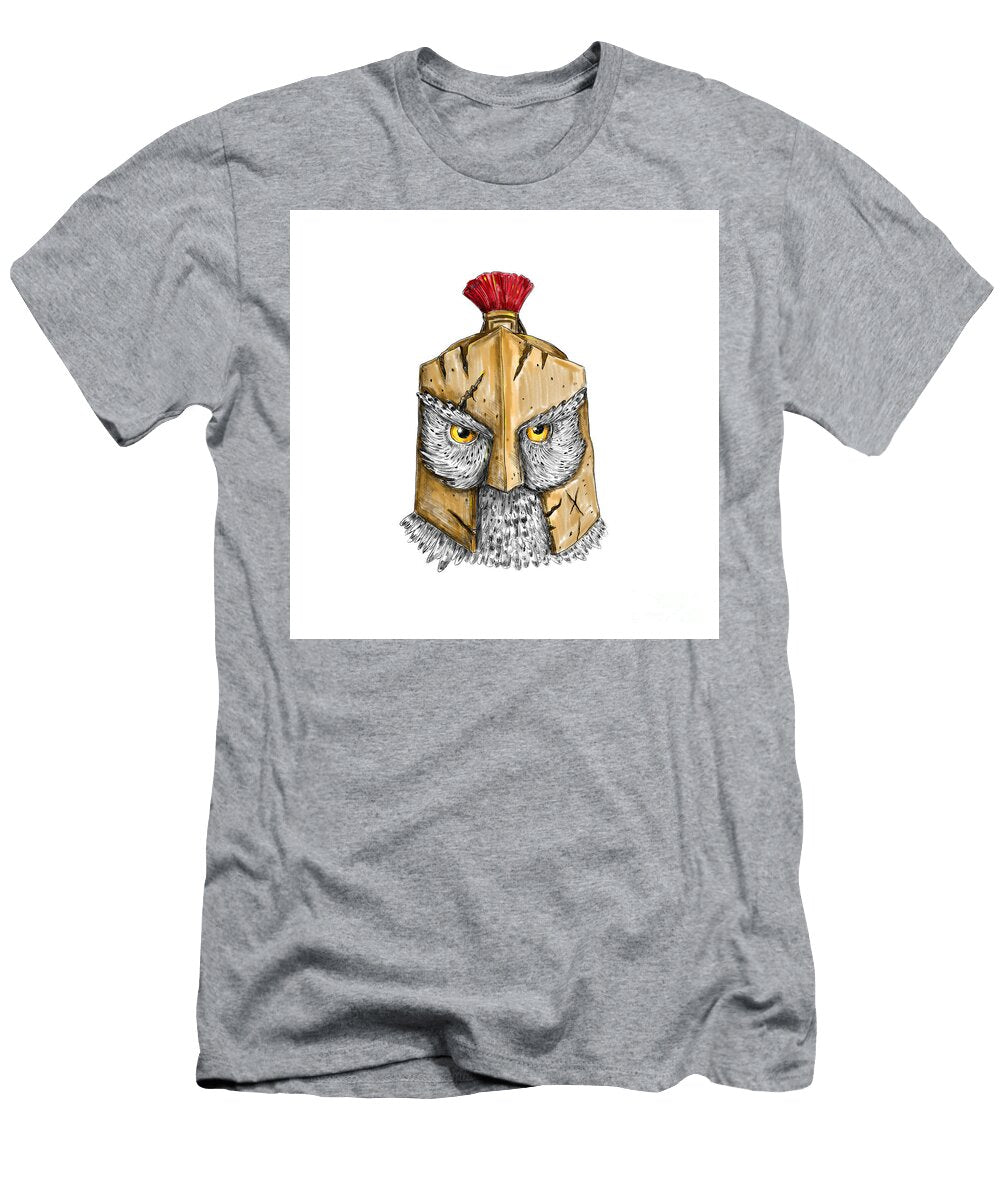 Owl Wearing Spartan Helmet Tattoo Aloysius Patrimonio T-Shirt