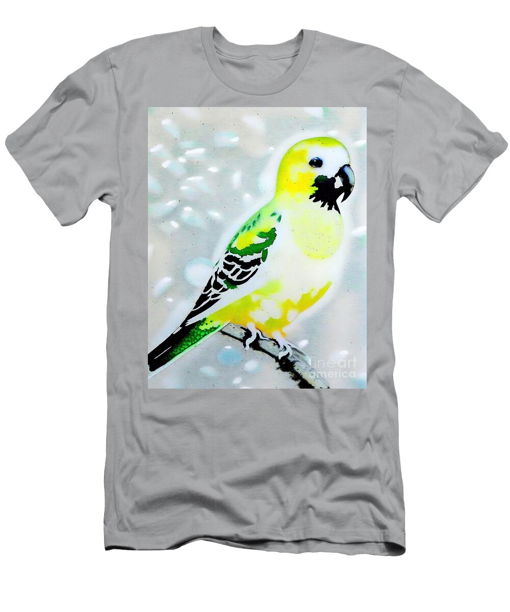 Painting Grandma S Other Budgie Free Poem on Canv N Akkash T-Shirt