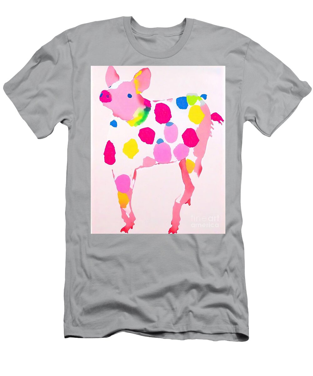 Painting Piggy Wig Pink with Free Poem on Gorgeou N Akkash T-Shirt