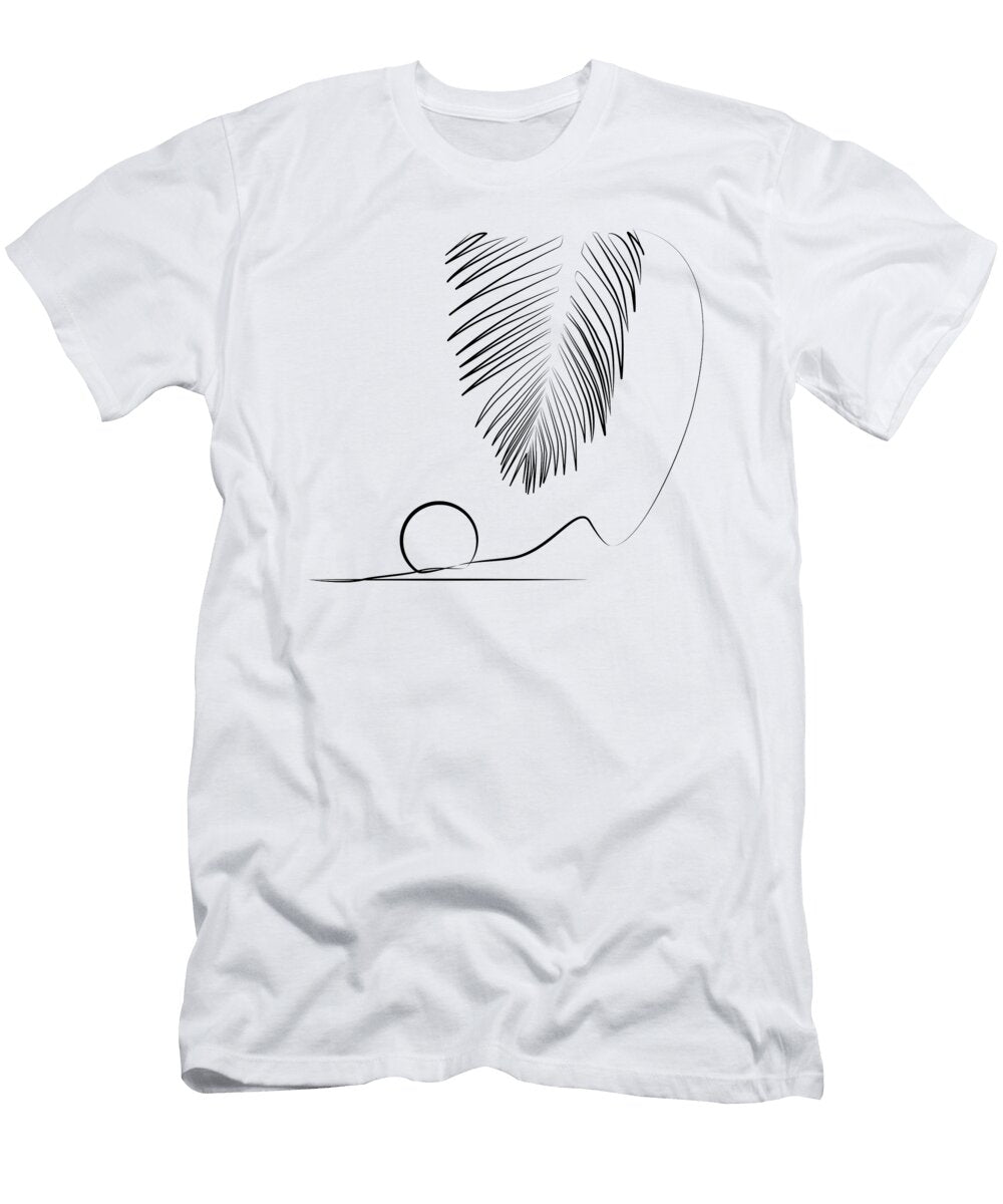 Palm and Sunset Minimalist Line Drawing Evgenii Kurochkin T-Shirt