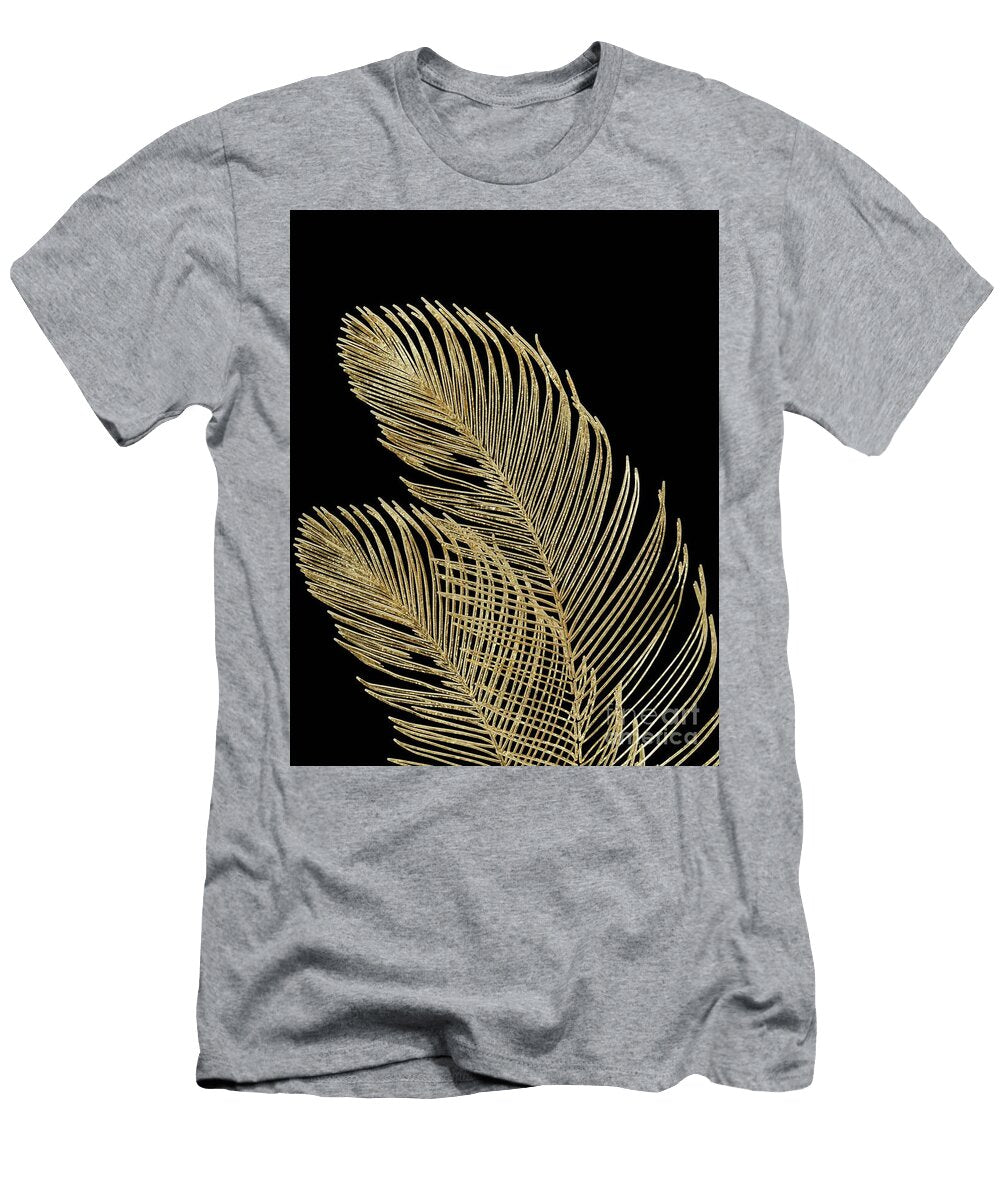 Palm Leaves Finesse Line Art with Gold Foil 1 Minimal Decor Art Anitas and Bellas Art T-Shirt