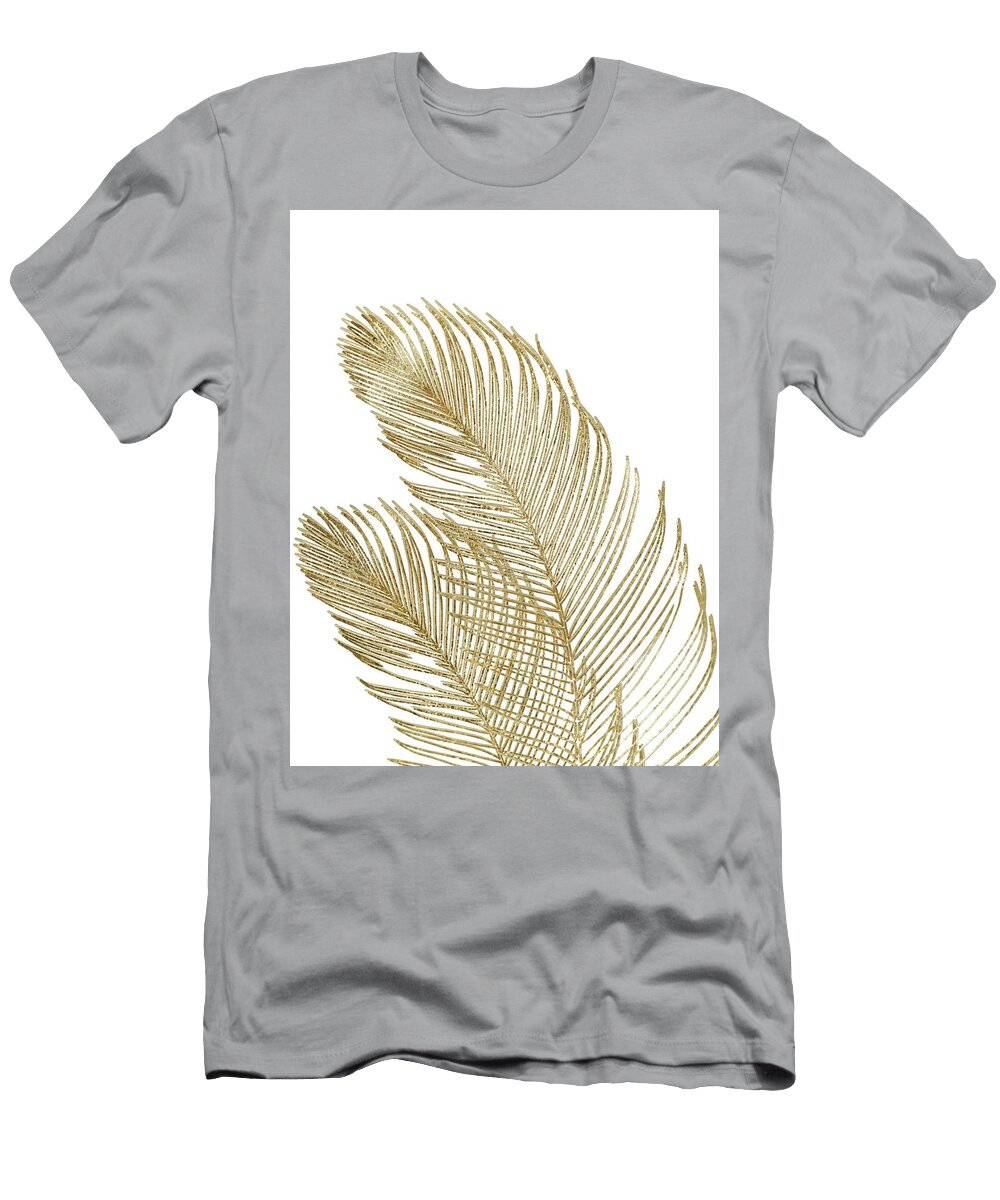 Palm Leaves Finesse Line Art with Gold Foil 2 Minimal Decor Art Anitas and Bellas Art T-Shirt