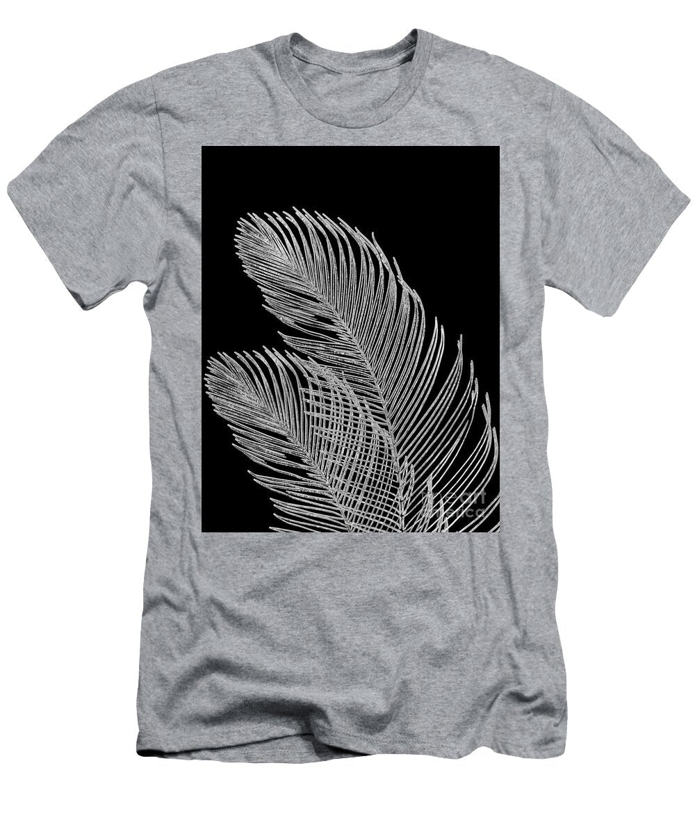Palm Leaves Finesse Line Art with Silver Foil 2 Faux Foil Minimal Decor Art Anitas and Bellas Art T-Shirt