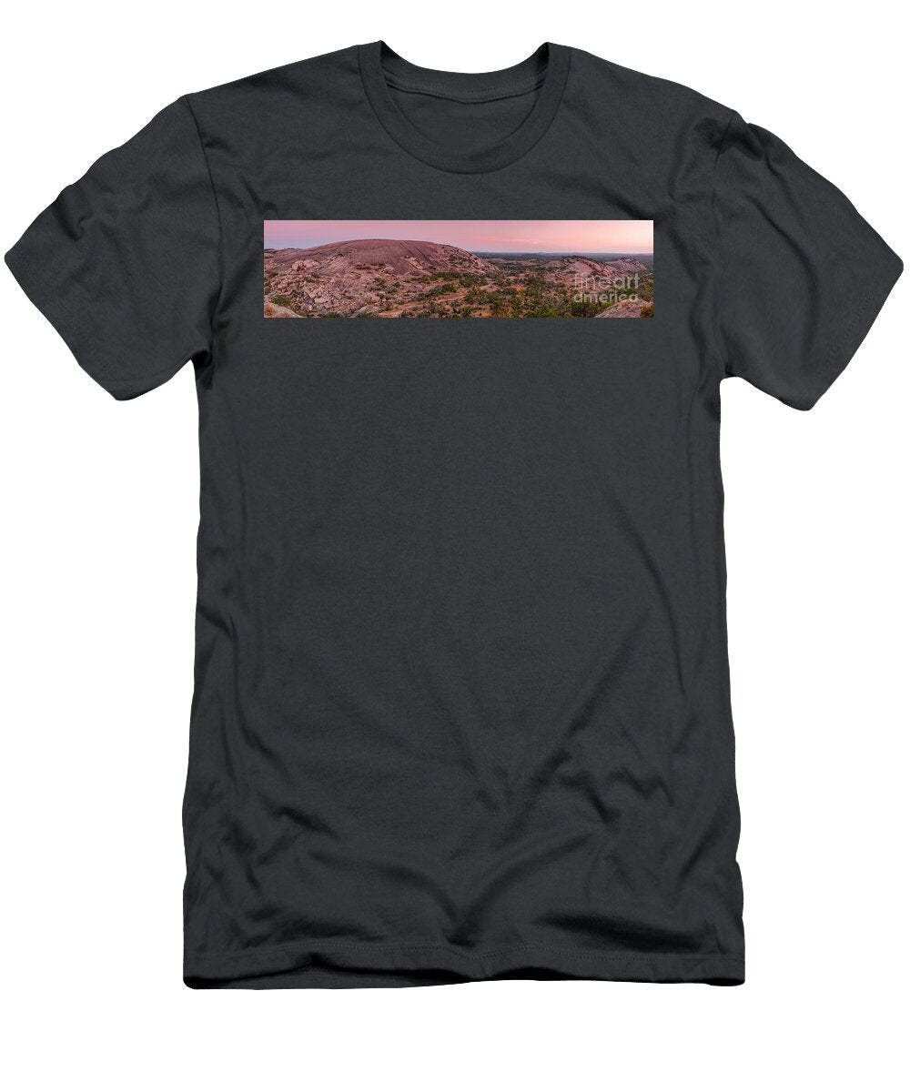 Panorama of Enchanted Rock and Freshman Mountain From Turkey Peak At Dawn Texas Hill Country Silvio Ligutti T-Shirt