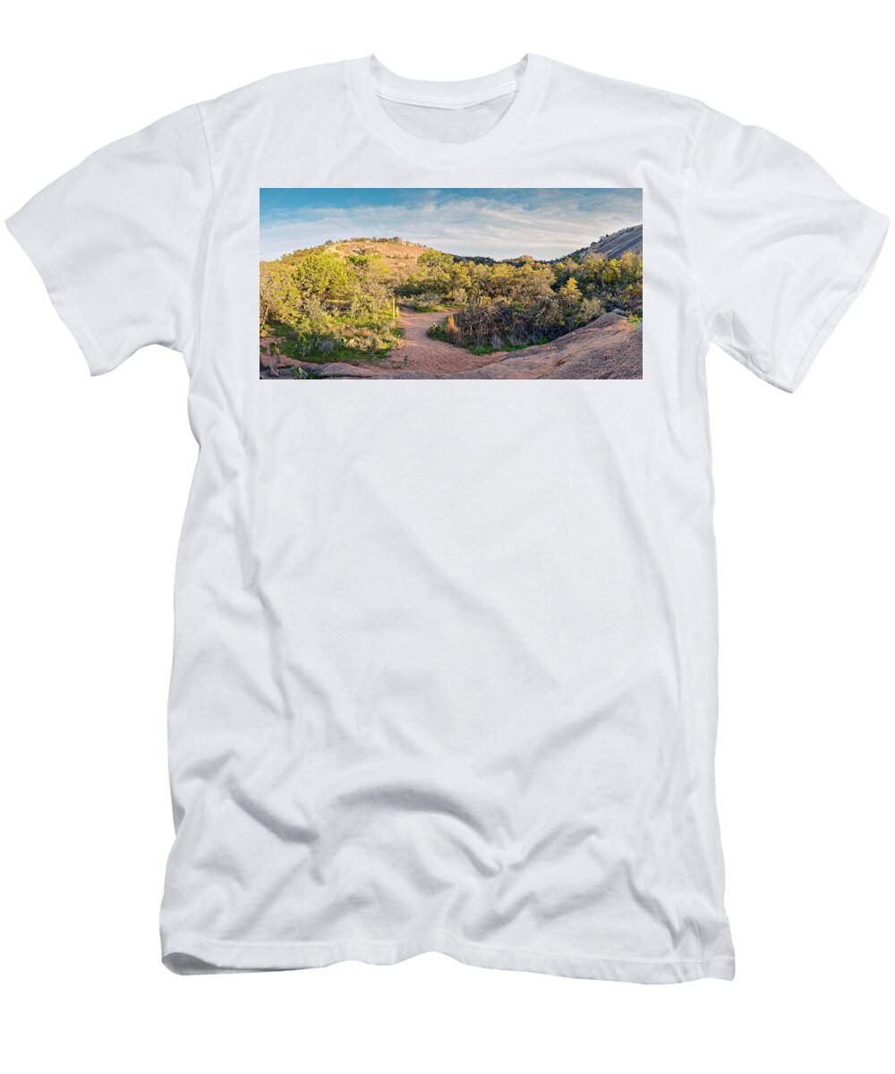 Panorama of Enchanted Rock State Natural Area Freshman Mountain Turkey Peak Texas Hill Country Silvio Ligutti T-Shirt