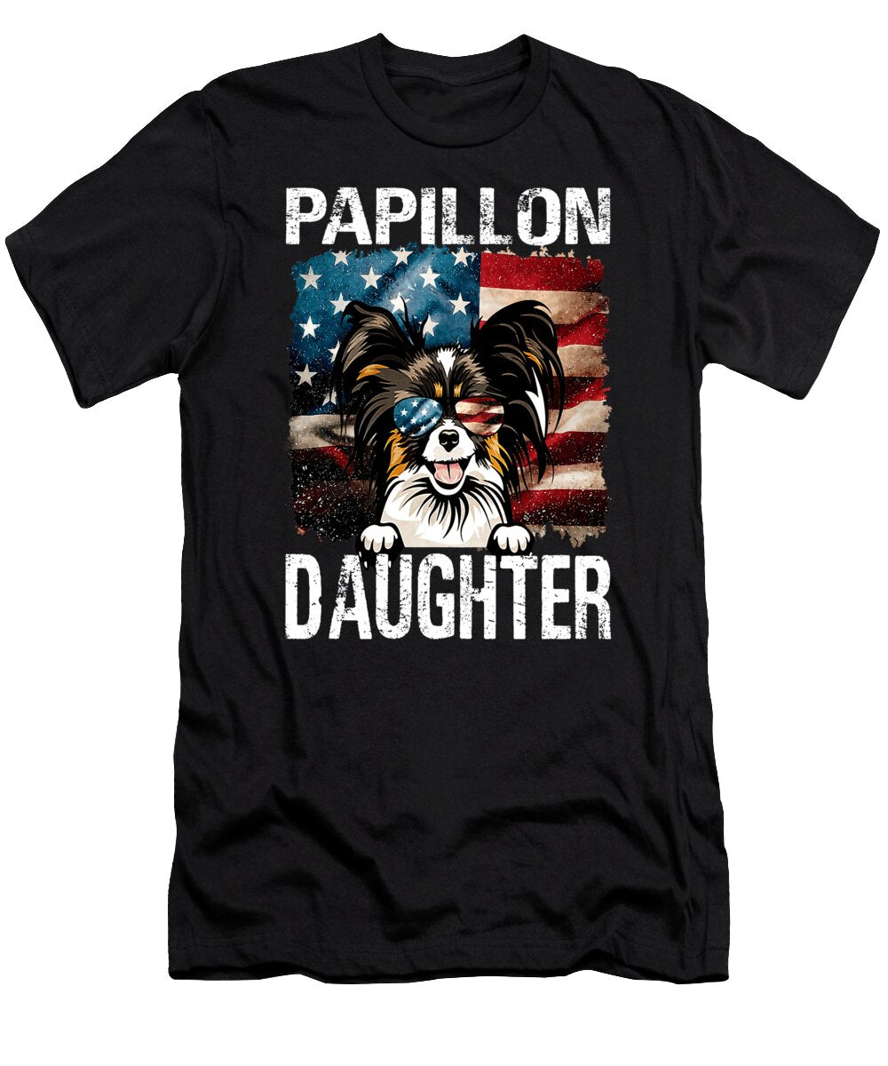 Papillon Daughter USA Flag Patriotic Thepassionshop T-Shirt