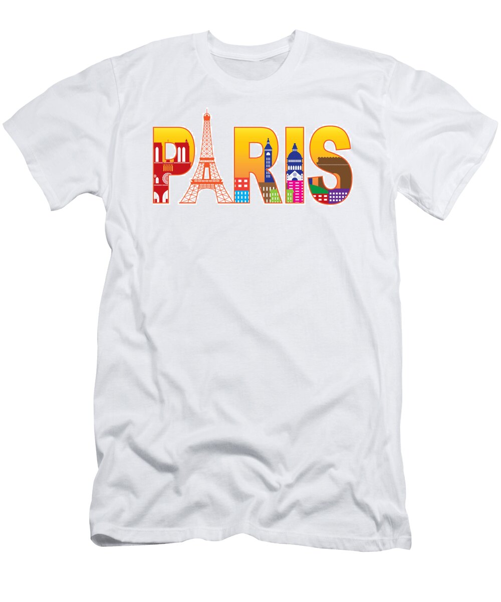 Paris City Eiffel Tower Silhouette Text Color Illustration Jpldesigns T-Shirt