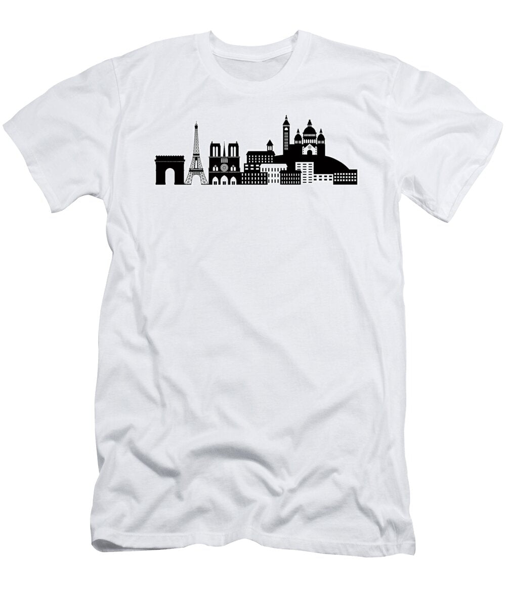 Paris City Skyline Silhouette Black and White Illustration Jpldesigns T-Shirt