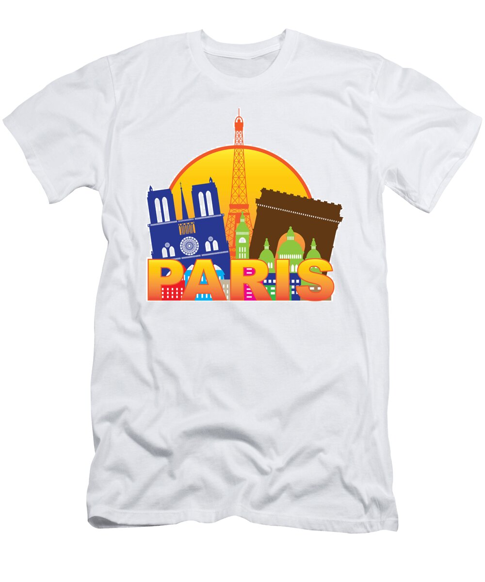Paris City Skyline Silhouette Circle Color Illustration Jpldesigns T-Shirt