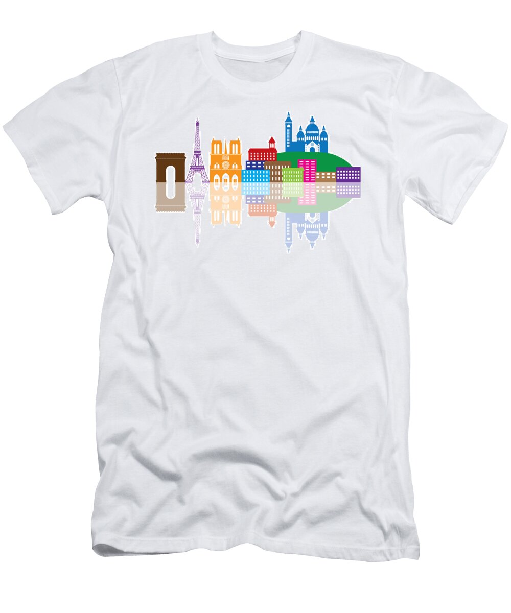 Paris City Skyline Silhouette Color Illustration Jpldesigns T-Shirt