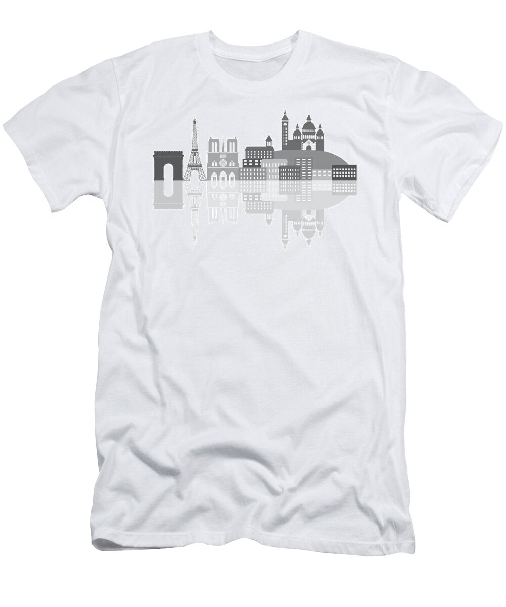 Paris France City Skyline Grayscale Illustration Jpldesigns T-Shirt