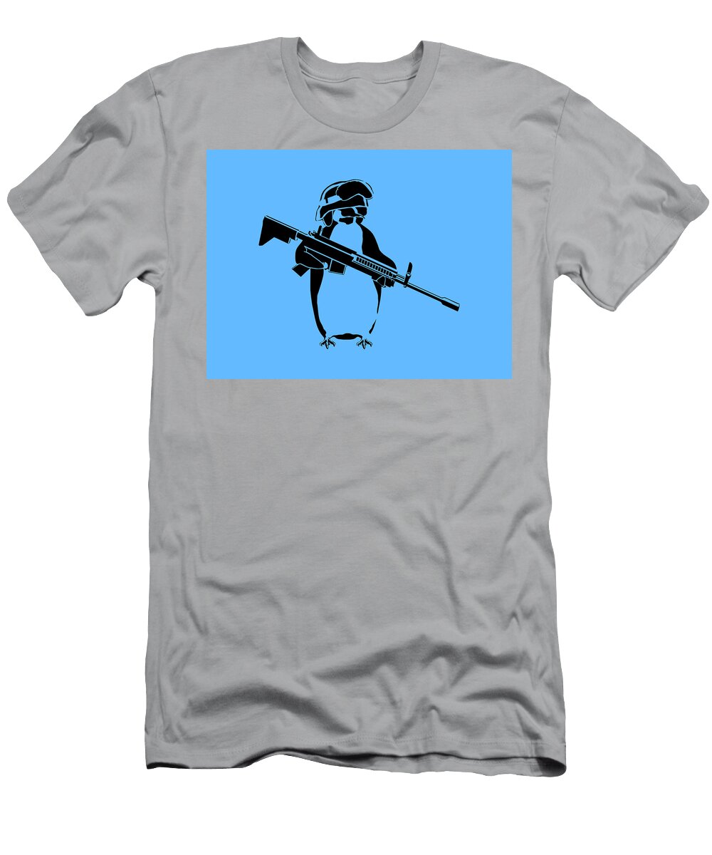 Penguin Soldier Pixel Chimp T-Shirt