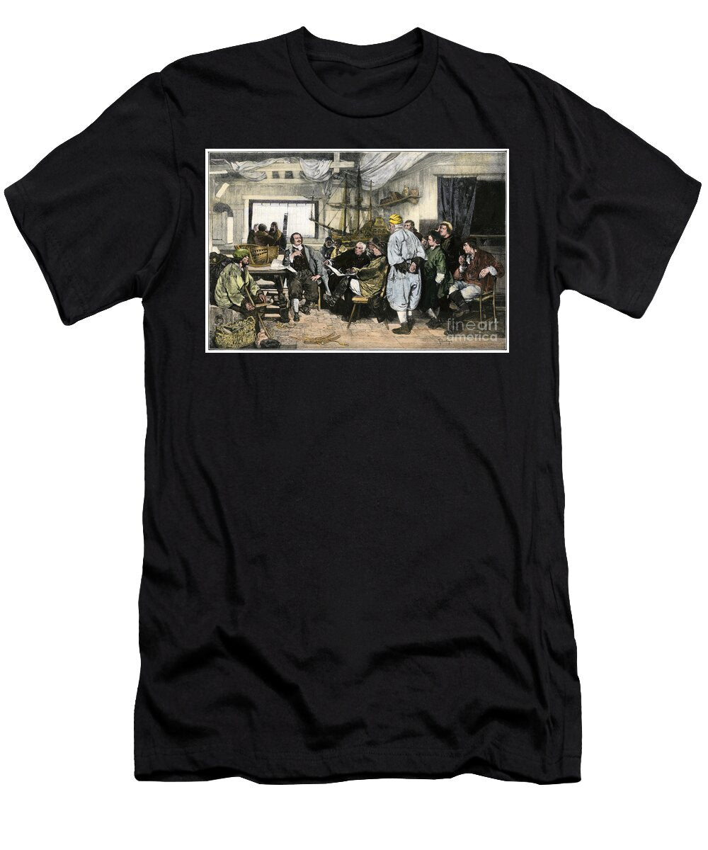 Peter I the Great Learns Shipbuilding in Holland Peter the Great Learning Shipbuilding in Holland Hand Colored Halftone American School T-Shirt