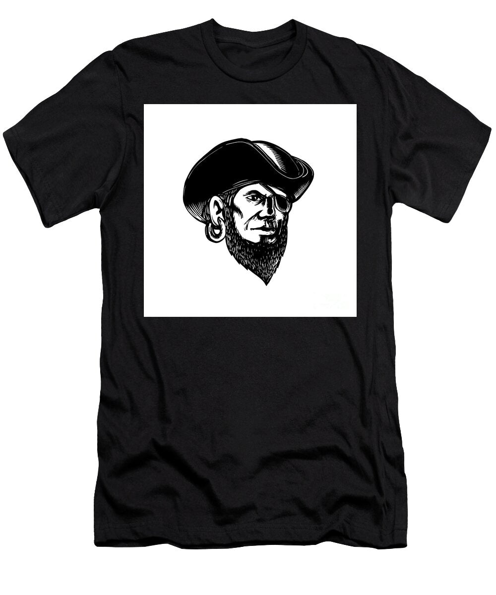 Pirate Wearing Eye Patch Scratchboard Aloysius Patrimonio T-Shirt